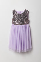 Robe à jupe virevoltante en tulle avec paillettes pour fille