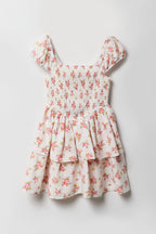 Girls Floral Smocked Tiered Dress