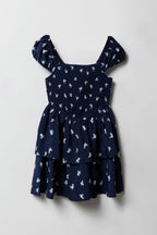 Girls Floral Smocked Tiered Dress