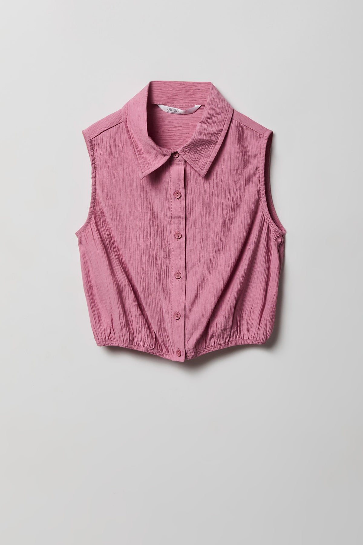 Alt View 2. Girls Textured Button-Up Vest & Pant Set - Mauve