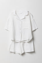 Girls Gauze Button-Up Top & Short Set