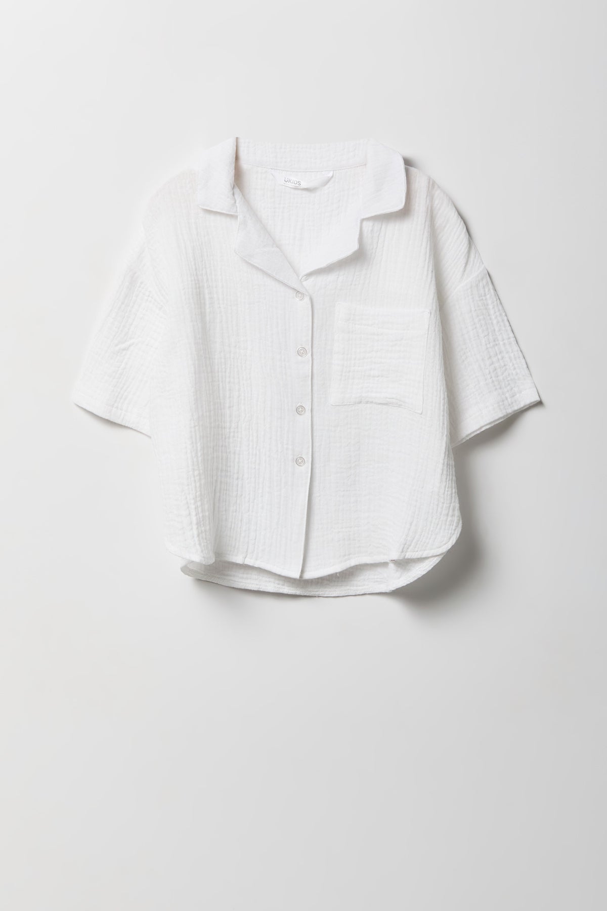 Alt View 2. Girls Gauze Button-Up Top & Short Set - White