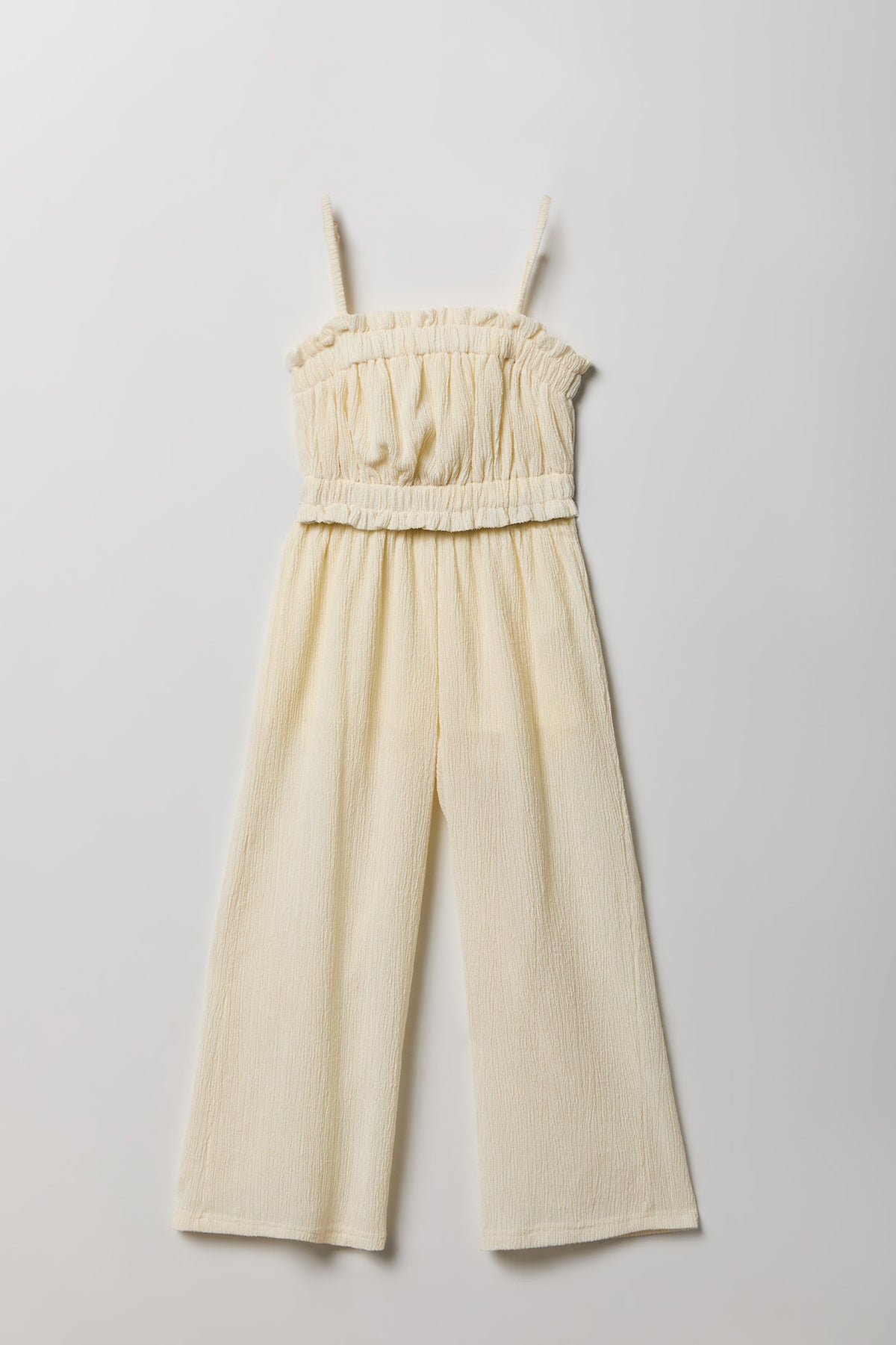 Girls Textured Tank & Pant Set - Ivory