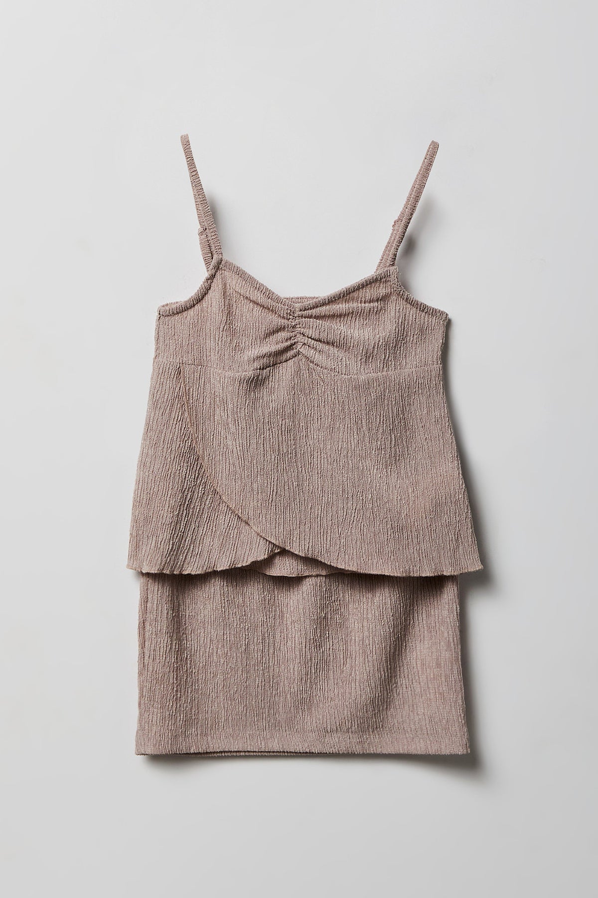 Girls Textured Tank & Skirt Set - Natural