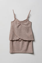 Girls Textured Tank & Skirt Set