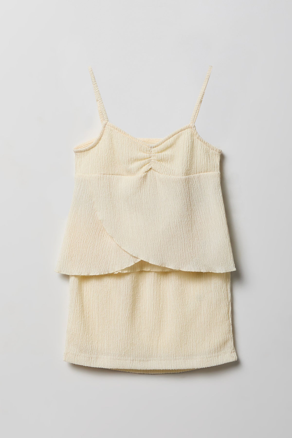 Girls Textured Tank & Skirt Set - Ivory