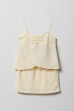 Girls Textured Tank & Skirt Set