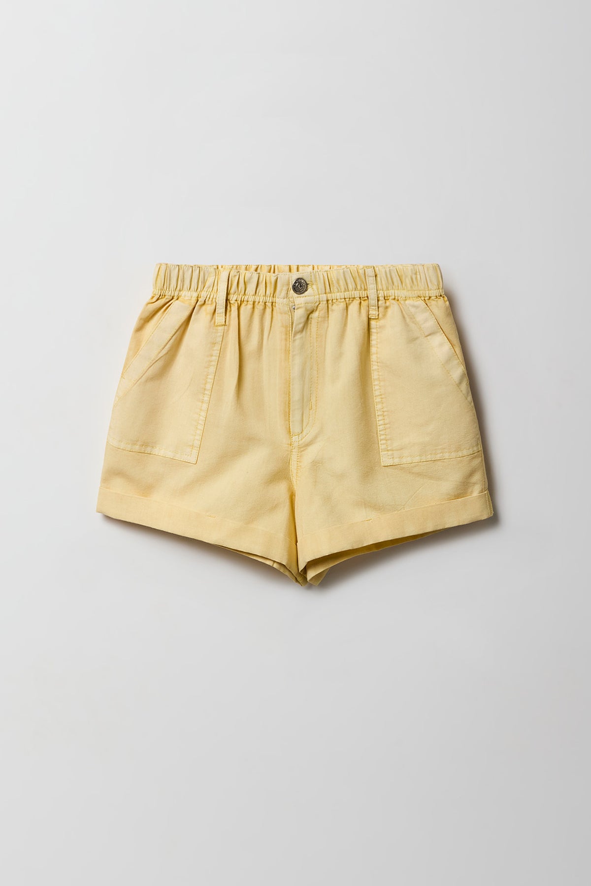Elastic Waist Denim Short - Yellow