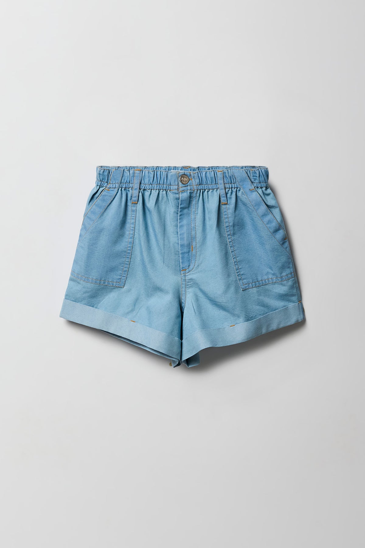 Elastic Waist Denim Short - Sky Blue