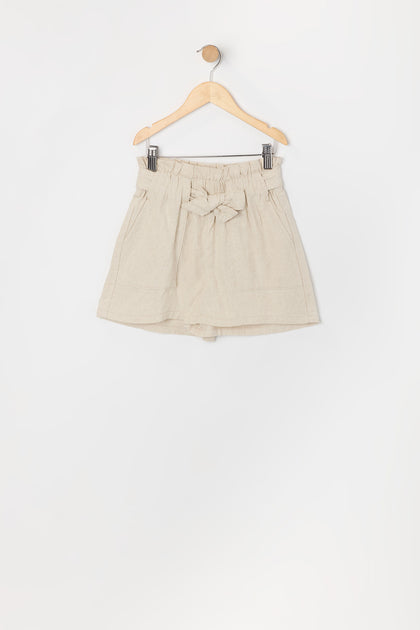 Girls Linen Paperbag Short