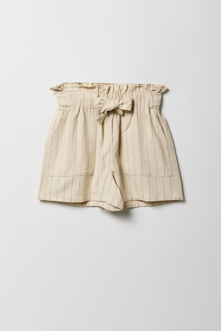 Girls Linen Paperbag Short