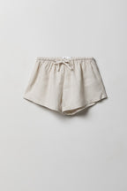 Girls Linen-Blend Pinstriped Short