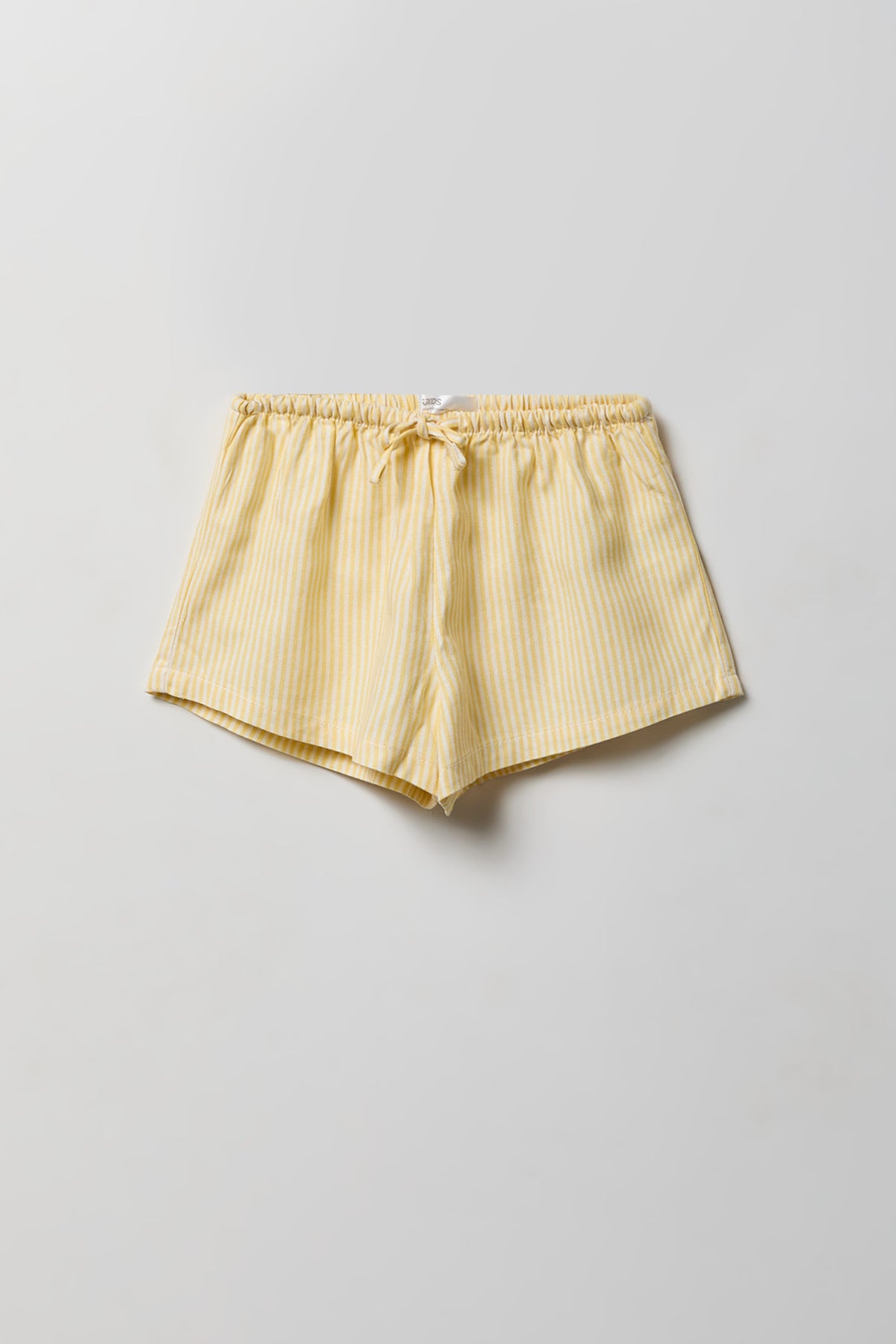 Girls Linen-Blend Pinstriped Short - Yellow