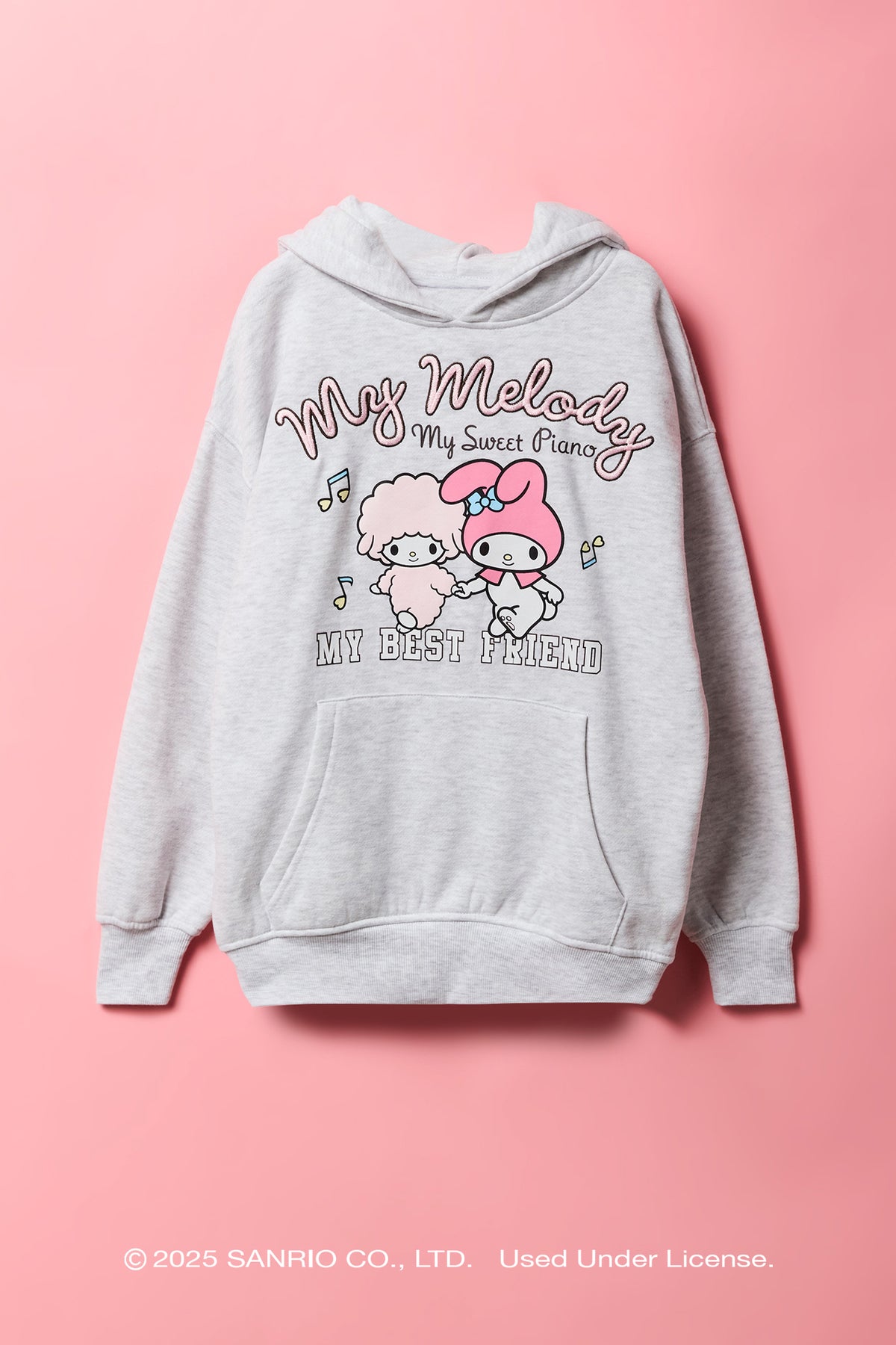Alt View 2. My Melody™ Girls Puff Print Fleece Hoodie - Heather Grey