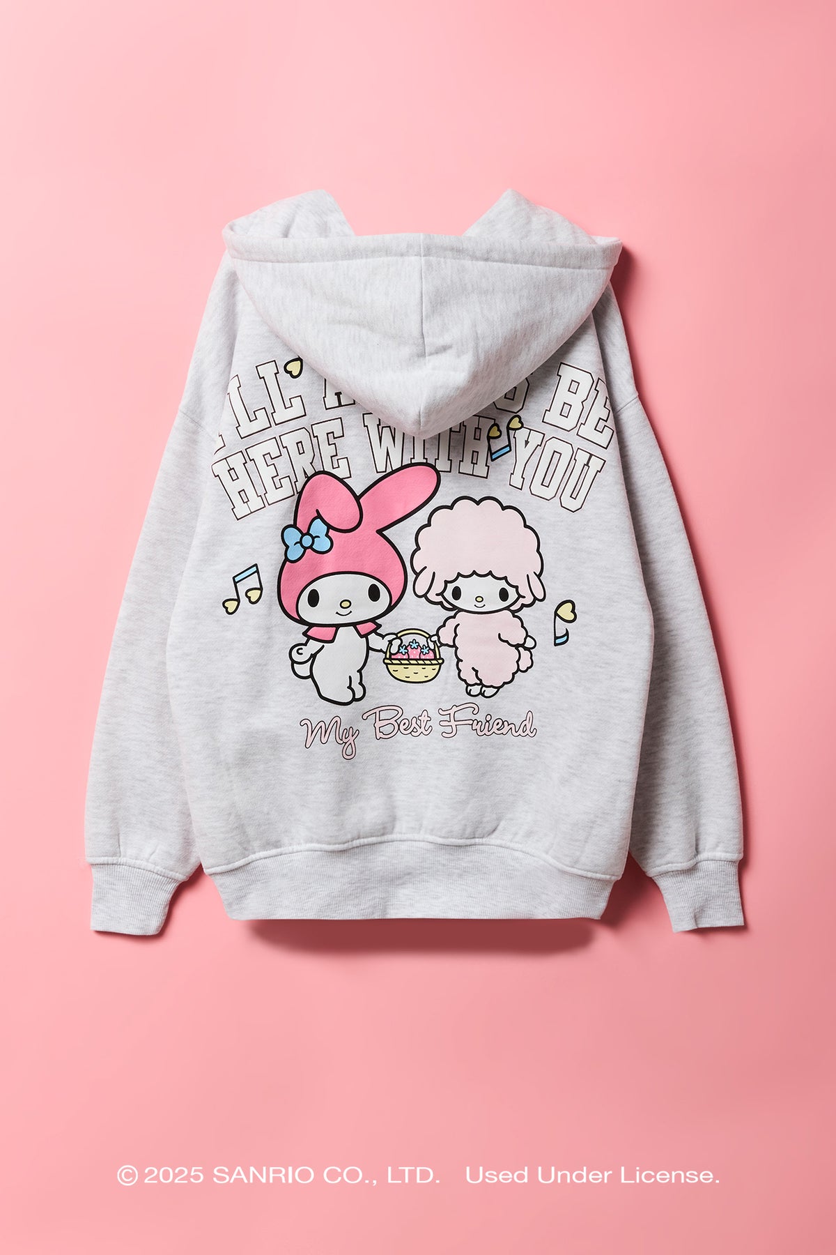 My Melody™ Girls Puff Print Fleece Hoodie - Heather Grey