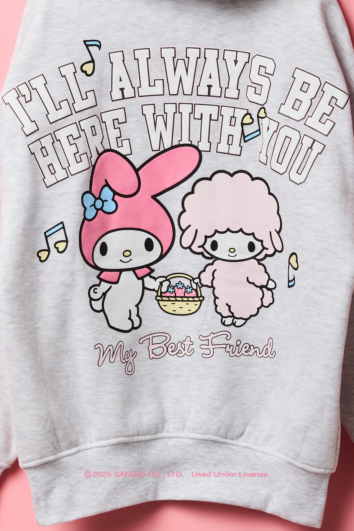 Alt View 3. My Melody™ Girls Puff Print Fleece Hoodie - Heather Grey