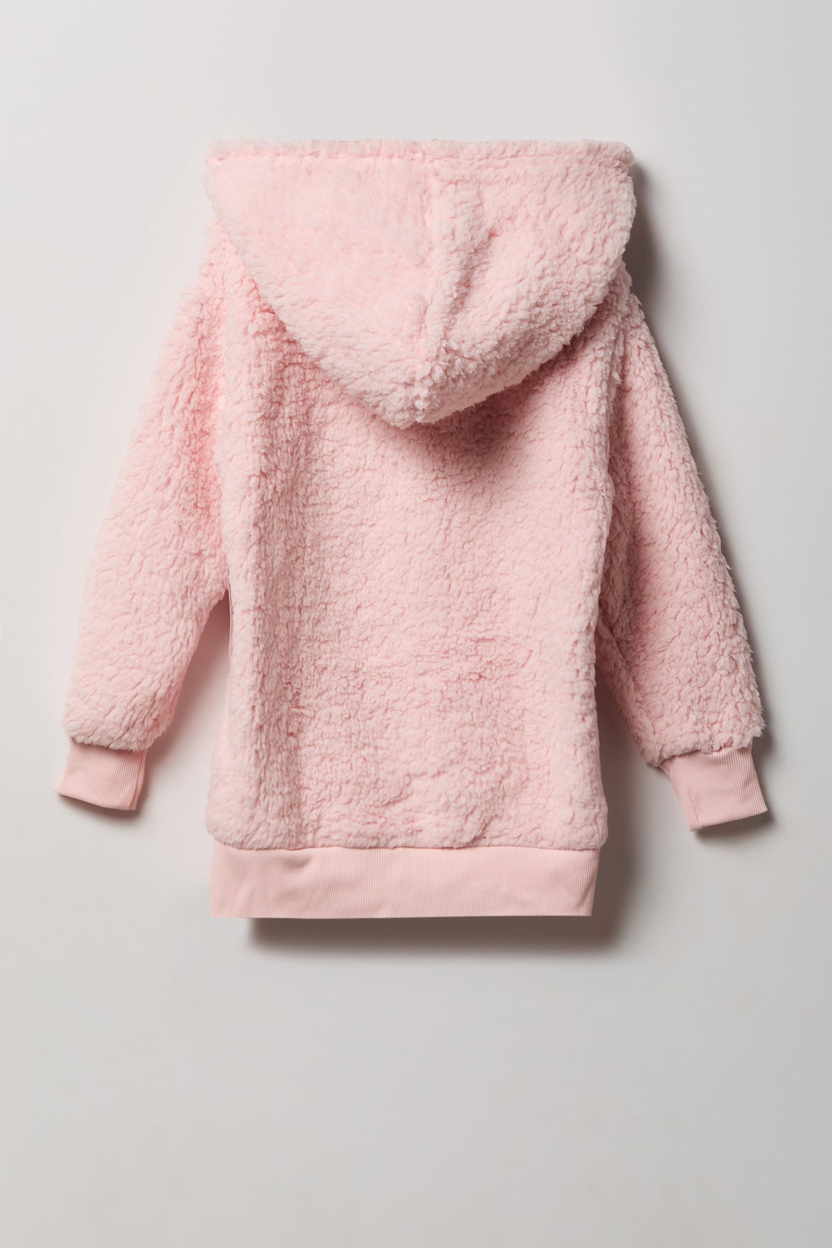 Alt View 2. Girls Stitch Graphic Boxy Sherpa Hoodie - Light Pink