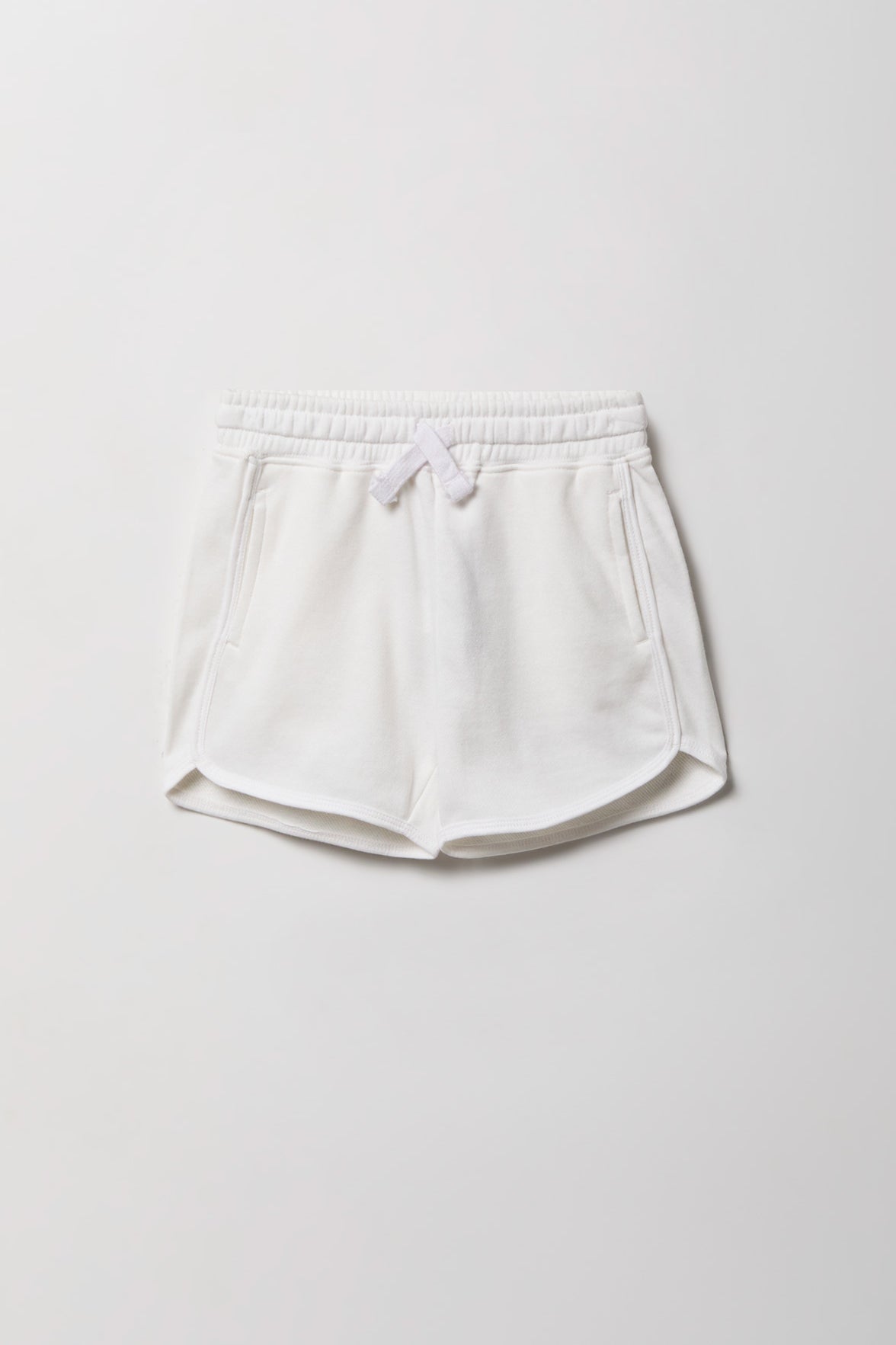 Girls Luxe French Terry Active Dolphin Short - White