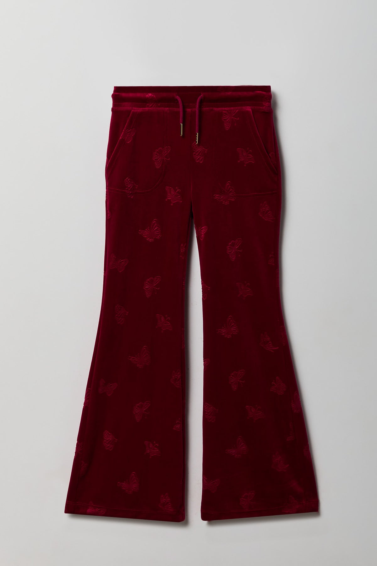 Pantalon à jambe évasée en velours embossé pour fille