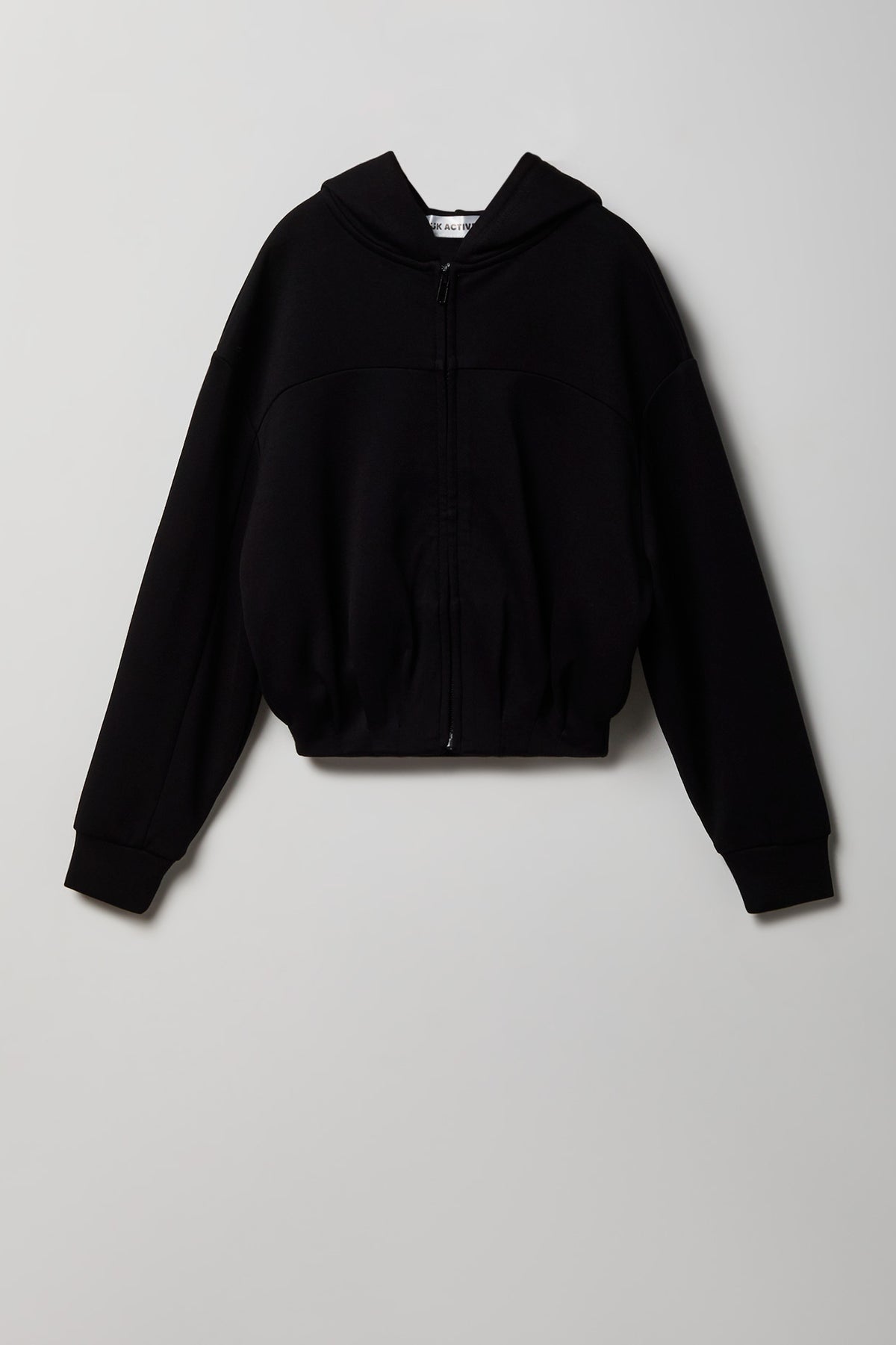 Girls Active Scuba Bubble Hem Zip Hoodie - Black