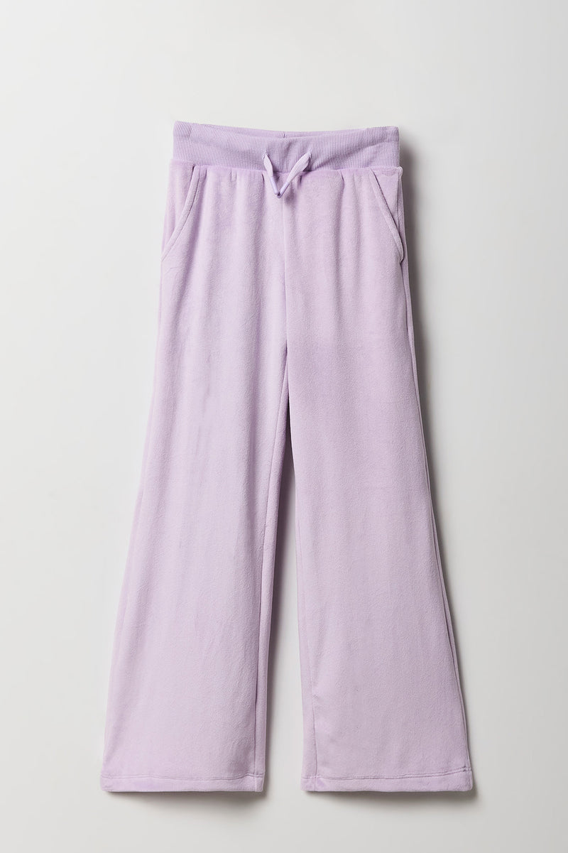 Pantalon à jambe large en velours avec imprimé Aeropostale pour fille