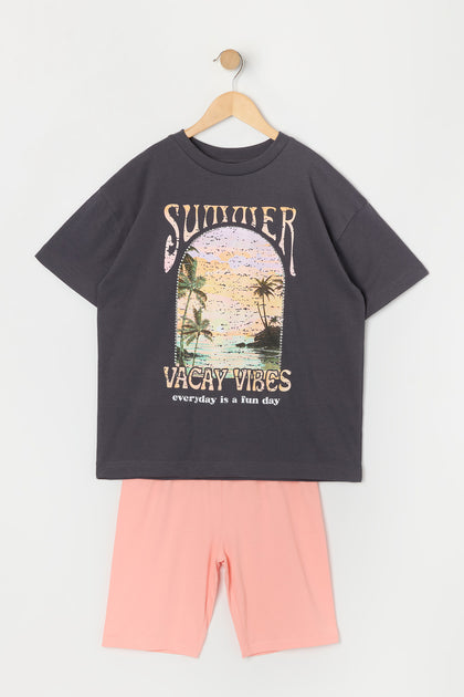 T-shirt à imprimé Summer Vacay Vibes pour fille