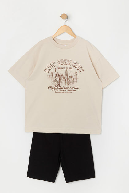 T-shirt à imprimé New York City pour fille