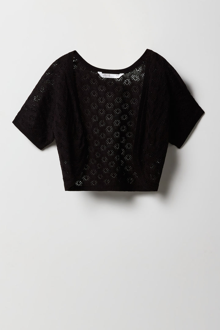 Veste en tricot de pointelle pour fille