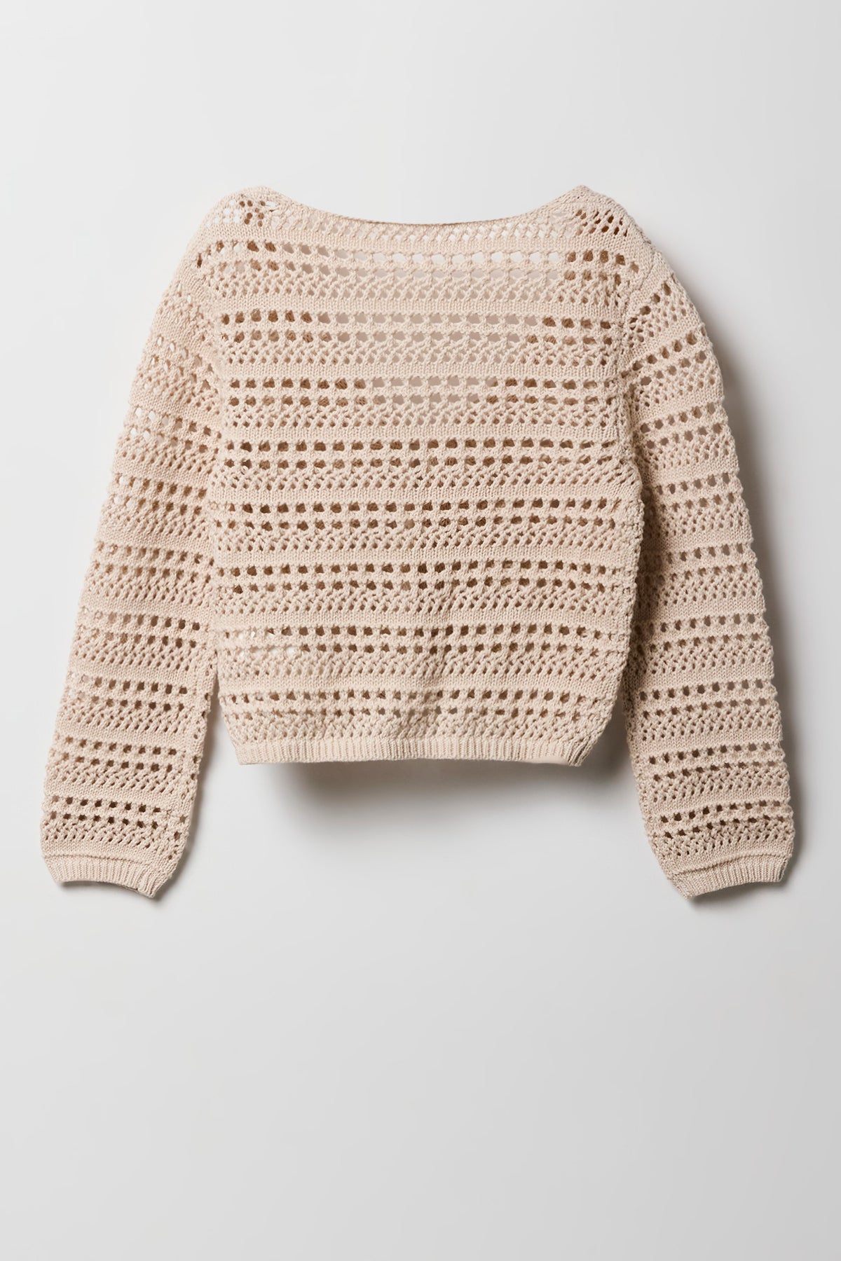Alt View 2. Girls Crochet Button-Up Cardigan - Oatmeal