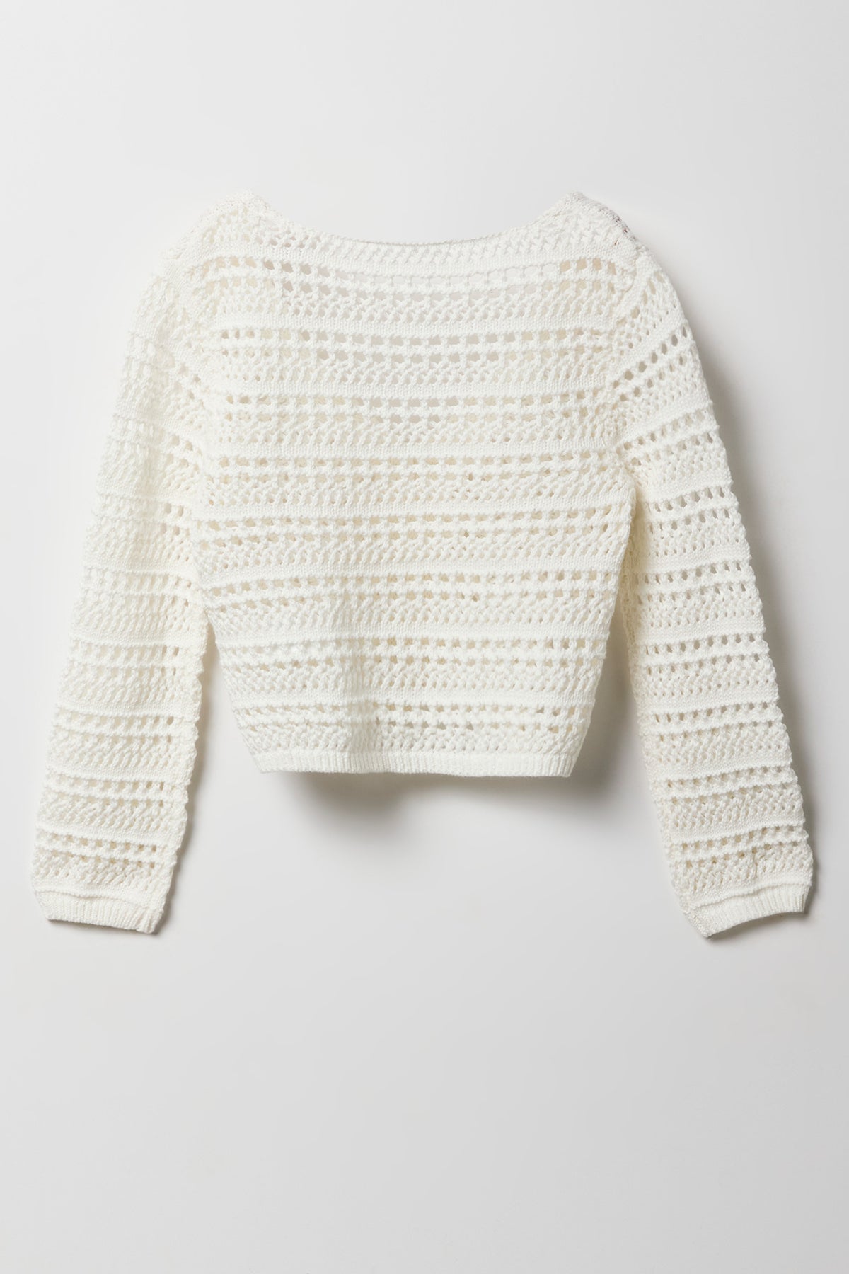 Alt View 2. Girls Crochet Button-Up Cardigan - Ivory