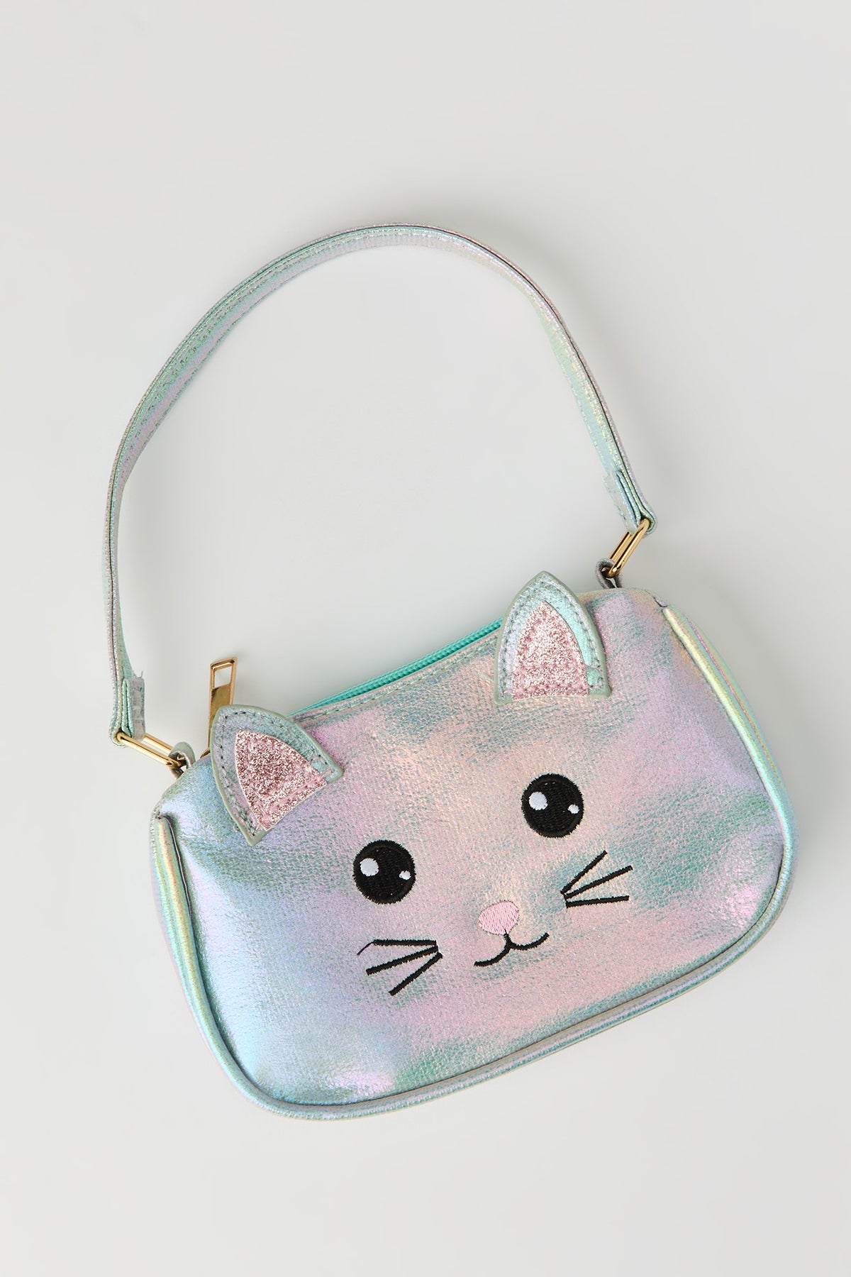 Girls Iridescent Kitty Shoulder Bag - Blue