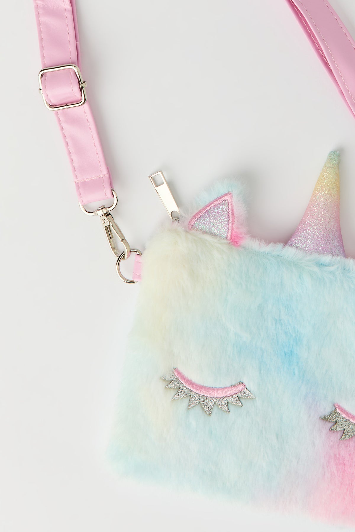 Alt View 2. Girls Furry Unicorn Crossbody Purse - Multi