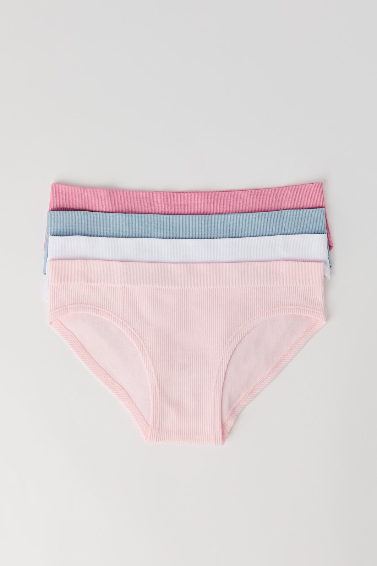 Girls Seamless Ribbed Underwear (4 Pack) - Pink