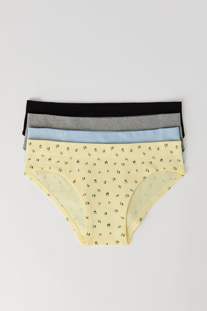 Sous-vêtement côtelé sans couture pour fille (Paquet de 4)