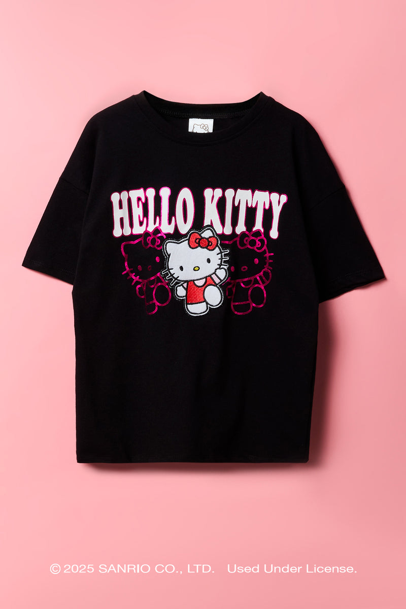 Hello Kitty® Girls Embroidered Oversized T-Shirt