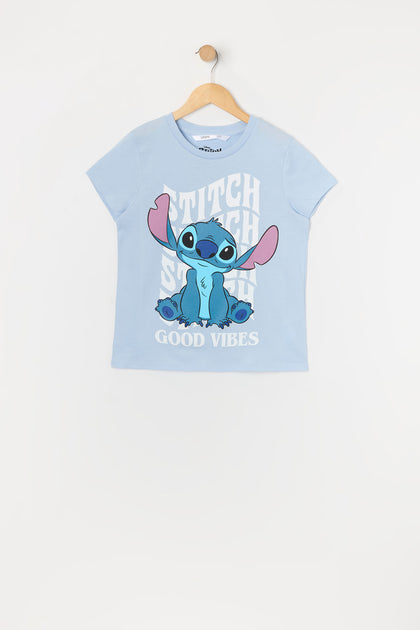 T-shirt à imprimé Stitch Good Vibes pour fille