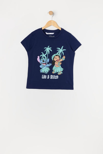 T-shirt à imprimé Lilo and Stitch pour fille