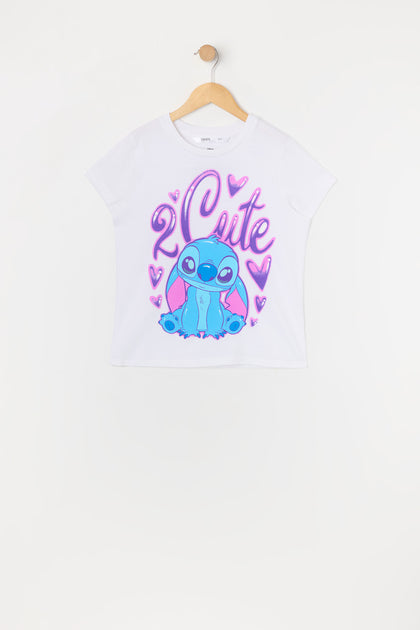 T-shirt à imprimé Stitch 2 Cute pour fille