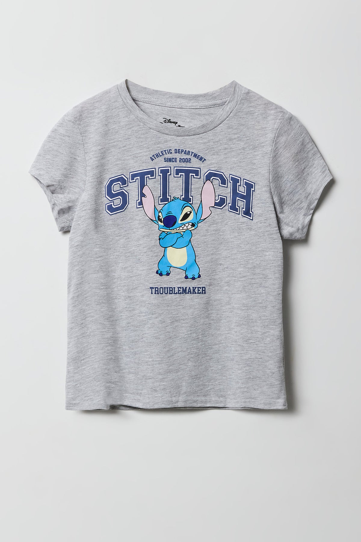 Girls Luxe Heavy Cotton Stitch Graphic T-Shirt - Heather Grey