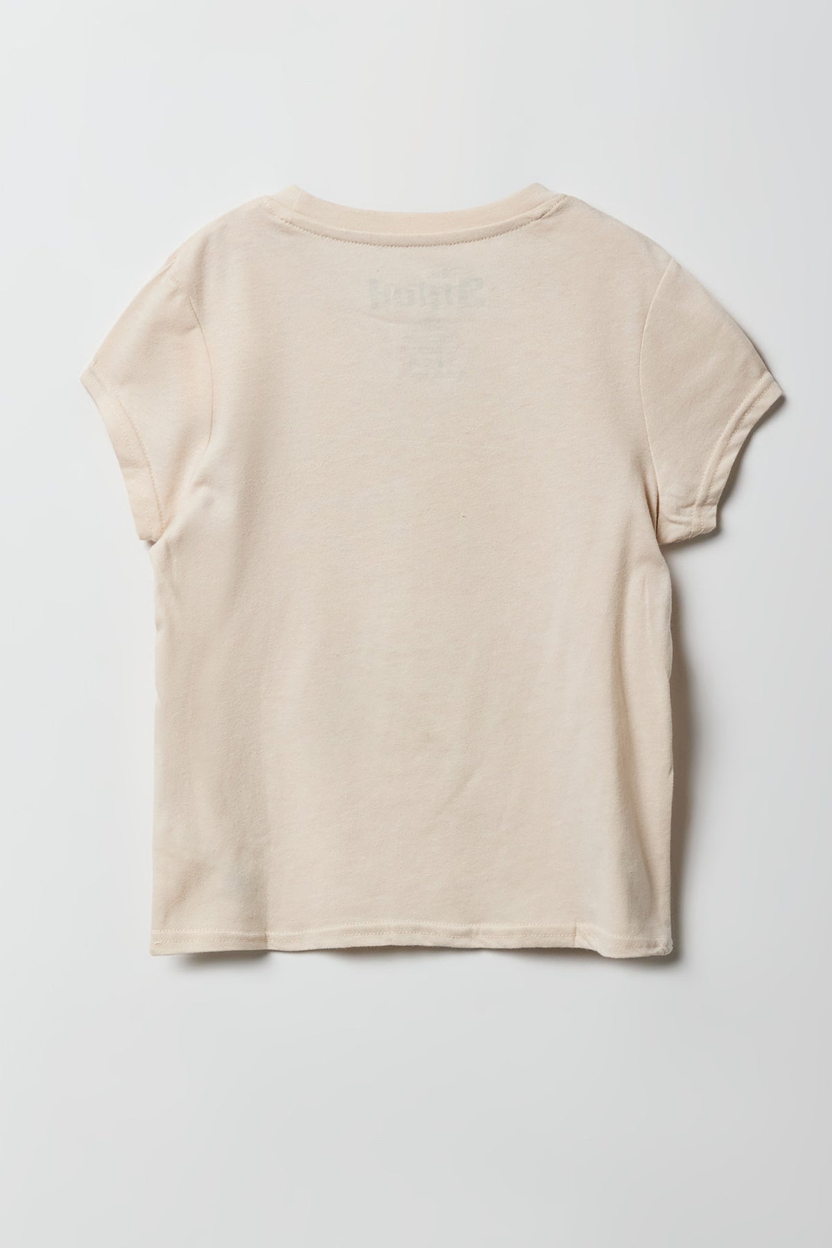 Alt View 2. Girls Luxe Heavy Cotton Stitch Graphic T-Shirt - Beige