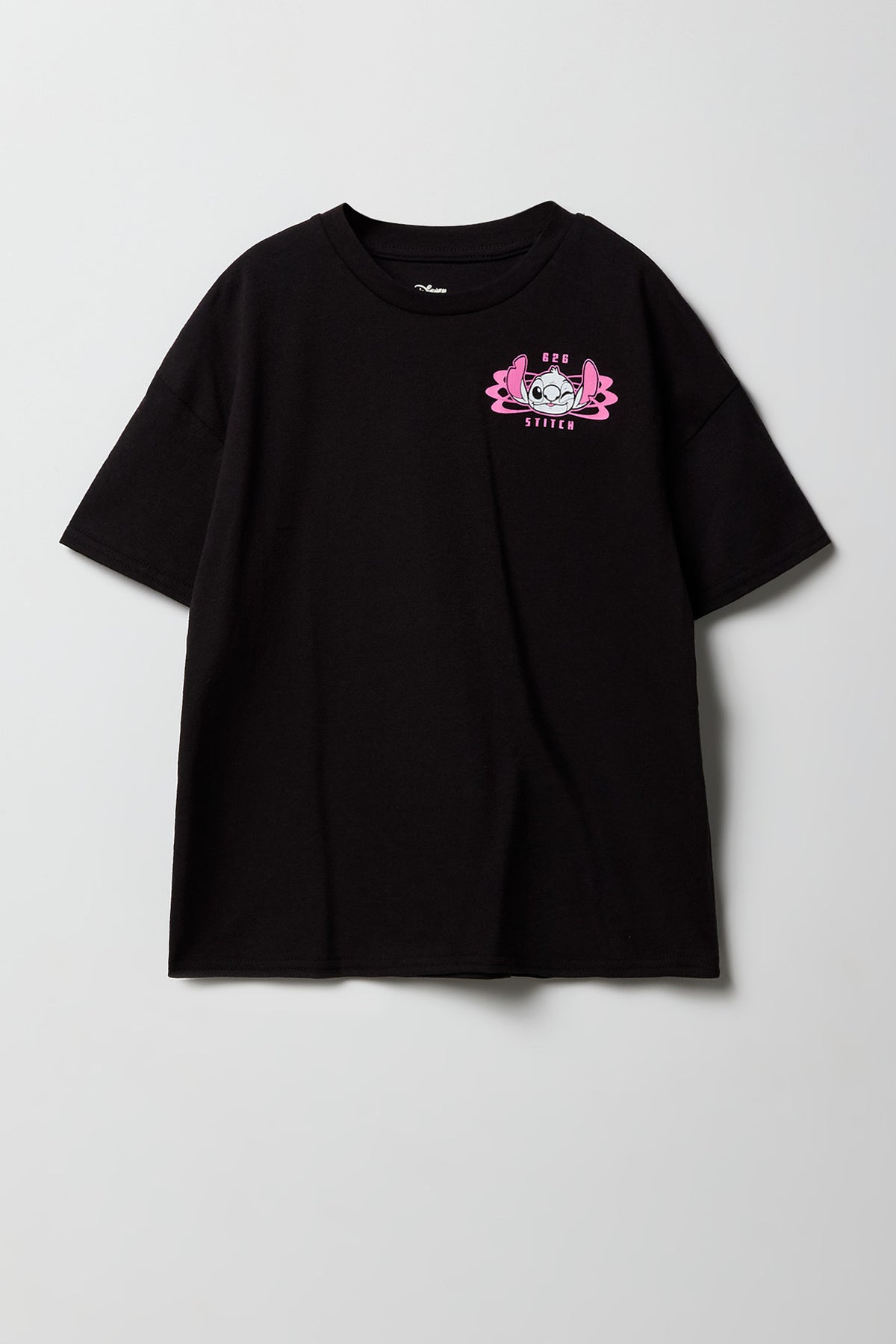 Alt View 2. Girls Luxe Heavy Cotton Oversized Stitch Graphic T-Shirt - Black