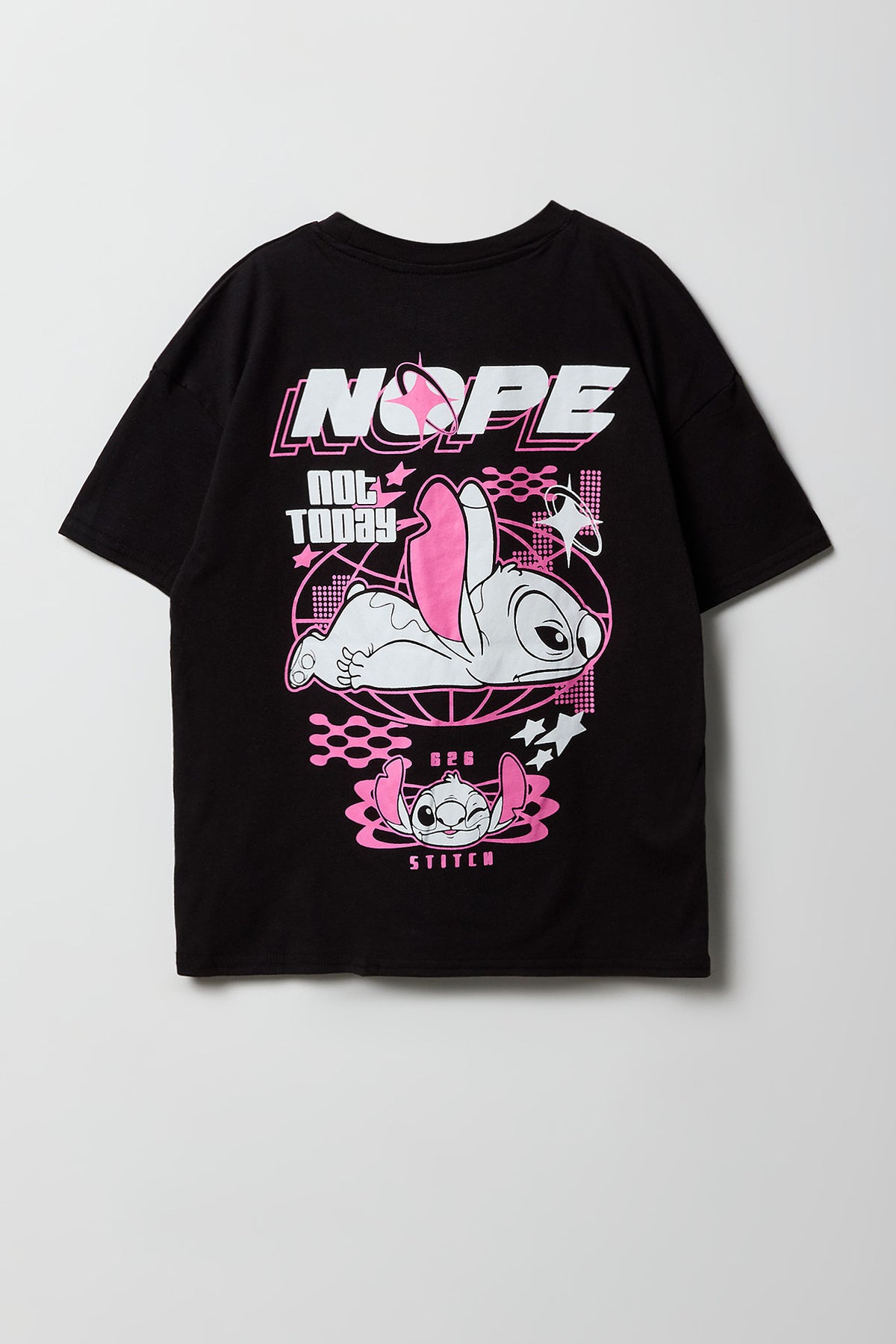 Girls Luxe Heavy Cotton Oversized Stitch Graphic T-Shirt - Black