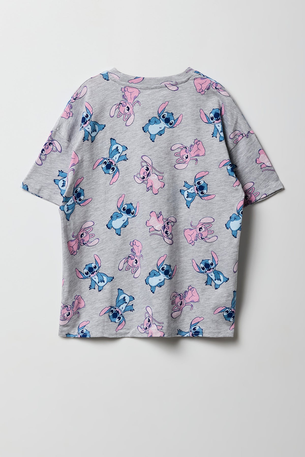 Alt View 2. Girls Luxe Heavy Cotton Oversized Stitch & Angel Print T-Shirt - Heather Grey