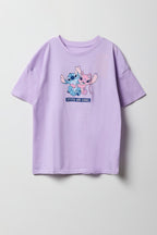 T-shirt surdimensionné à imprimé Stitch & Angel pour fille