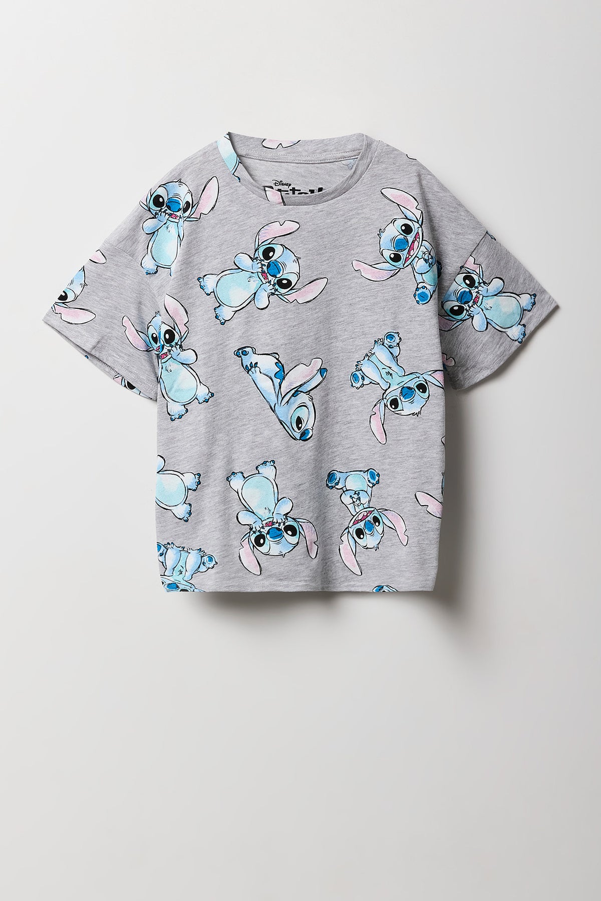 Girls Luxe Heavy Cotton Stitch Printed Oversized T-Shirt - Charcoal