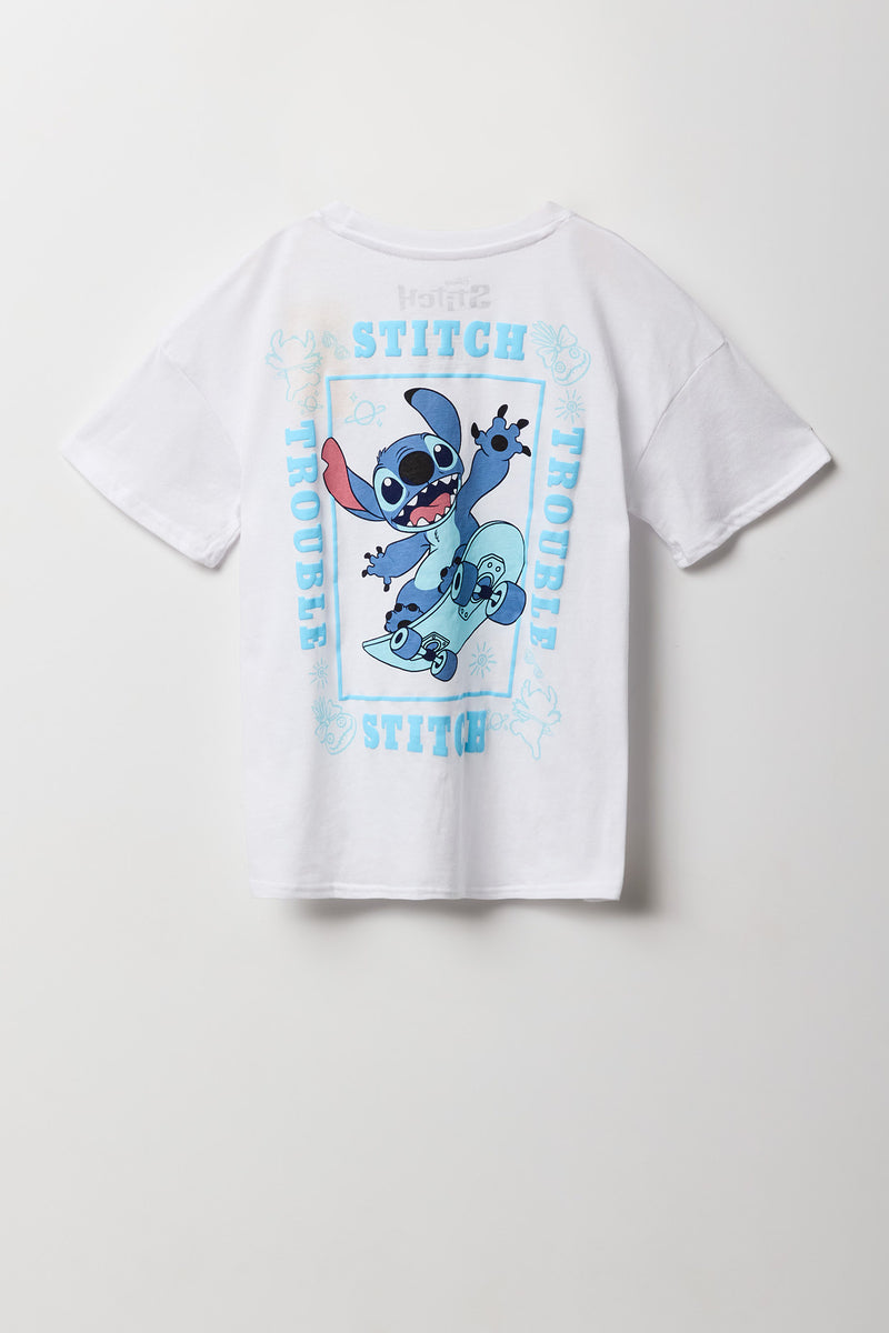 T-shirt surdimensionné à imprimé Stitch en relief pour fille