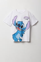 Girls Luxe Heavy Cotton Stitch Graphic Oversized T-Shirt