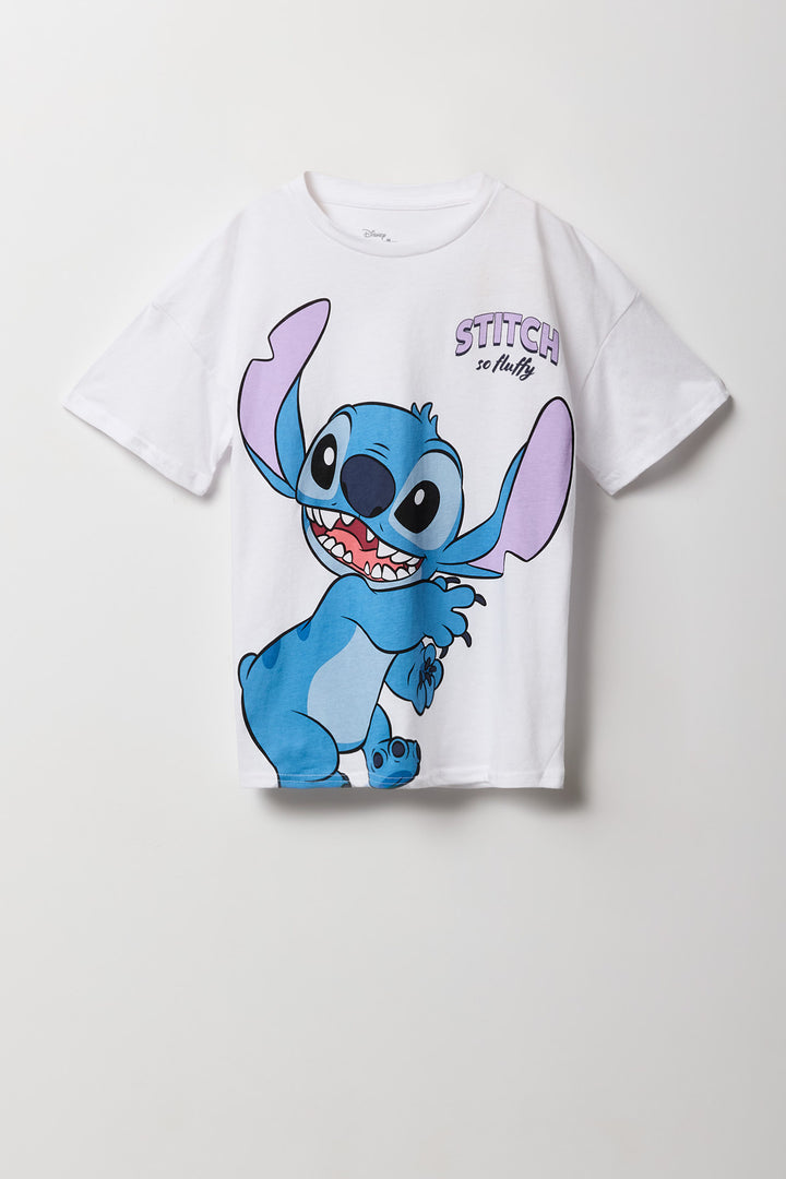 T-shirt surdimensionné à imprimé Stitch So Fluffy en relief pour fille
