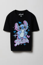 Girls Stitch Graphic Rhinestone T-Shirt