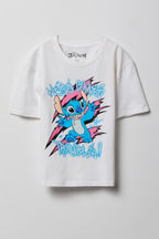 Girls Stitch Graphic Rhinestone T-Shirt